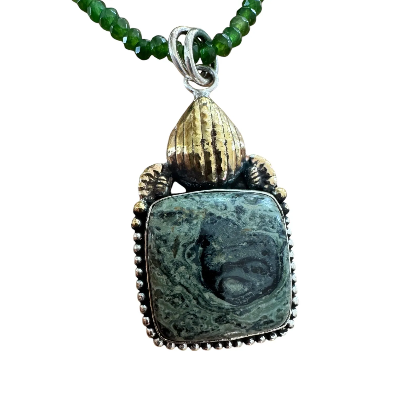 Star Galaxy Jasper Solid 925 Sterling Silver Pendant Necklace
