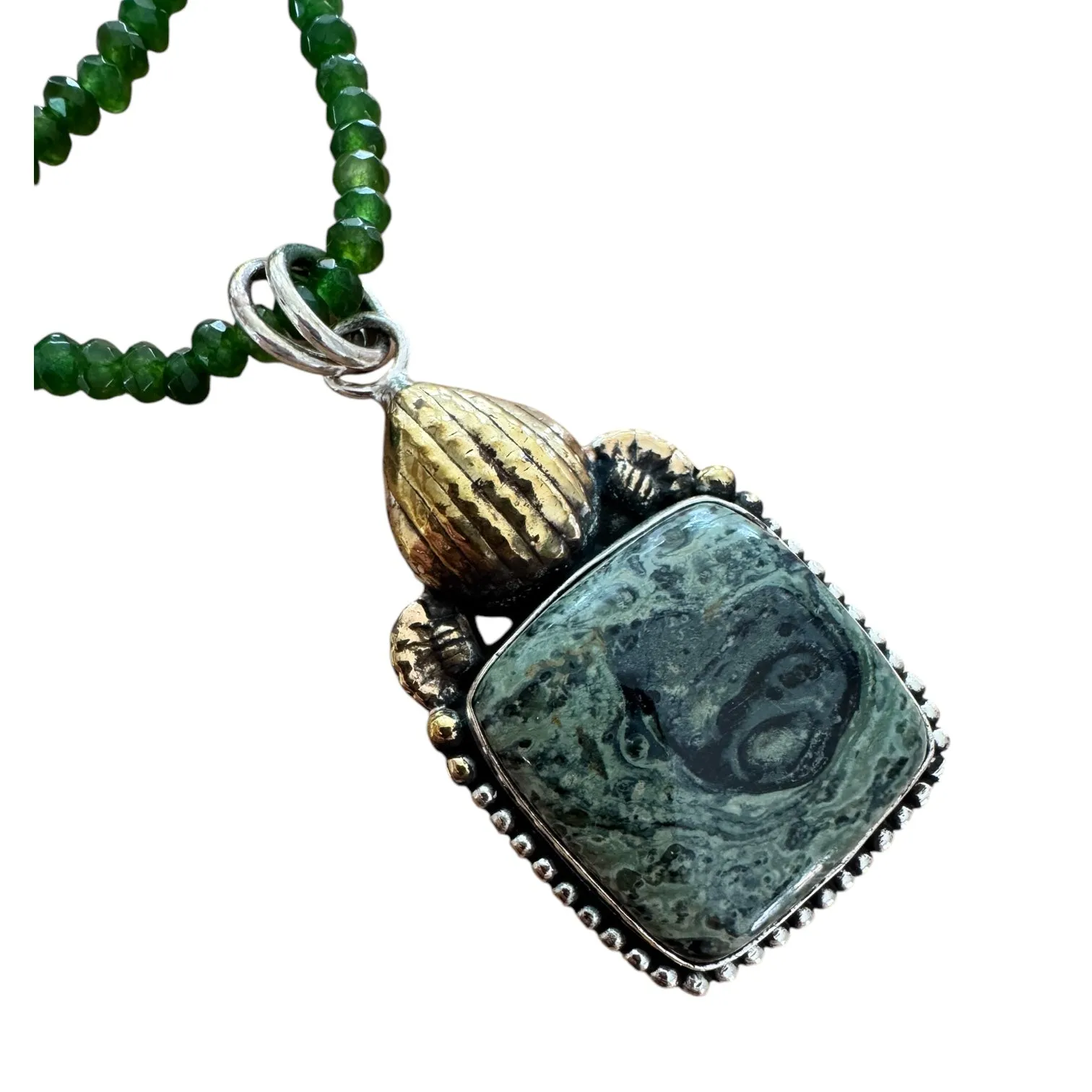 Star Galaxy Jasper Solid 925 Sterling Silver Pendant Necklace