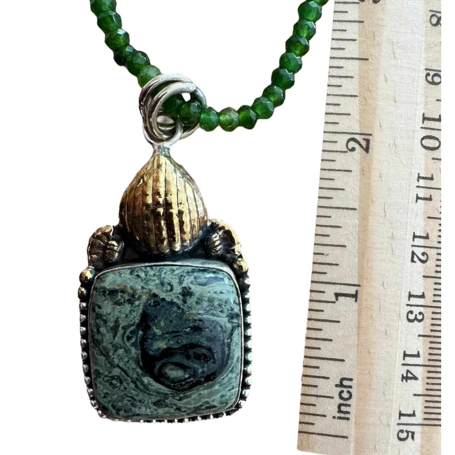 Star Galaxy Jasper Solid 925 Sterling Silver Pendant Necklace