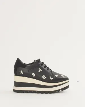 Stella McCartney Black and White Star Logo Elyse Platfom Loafers