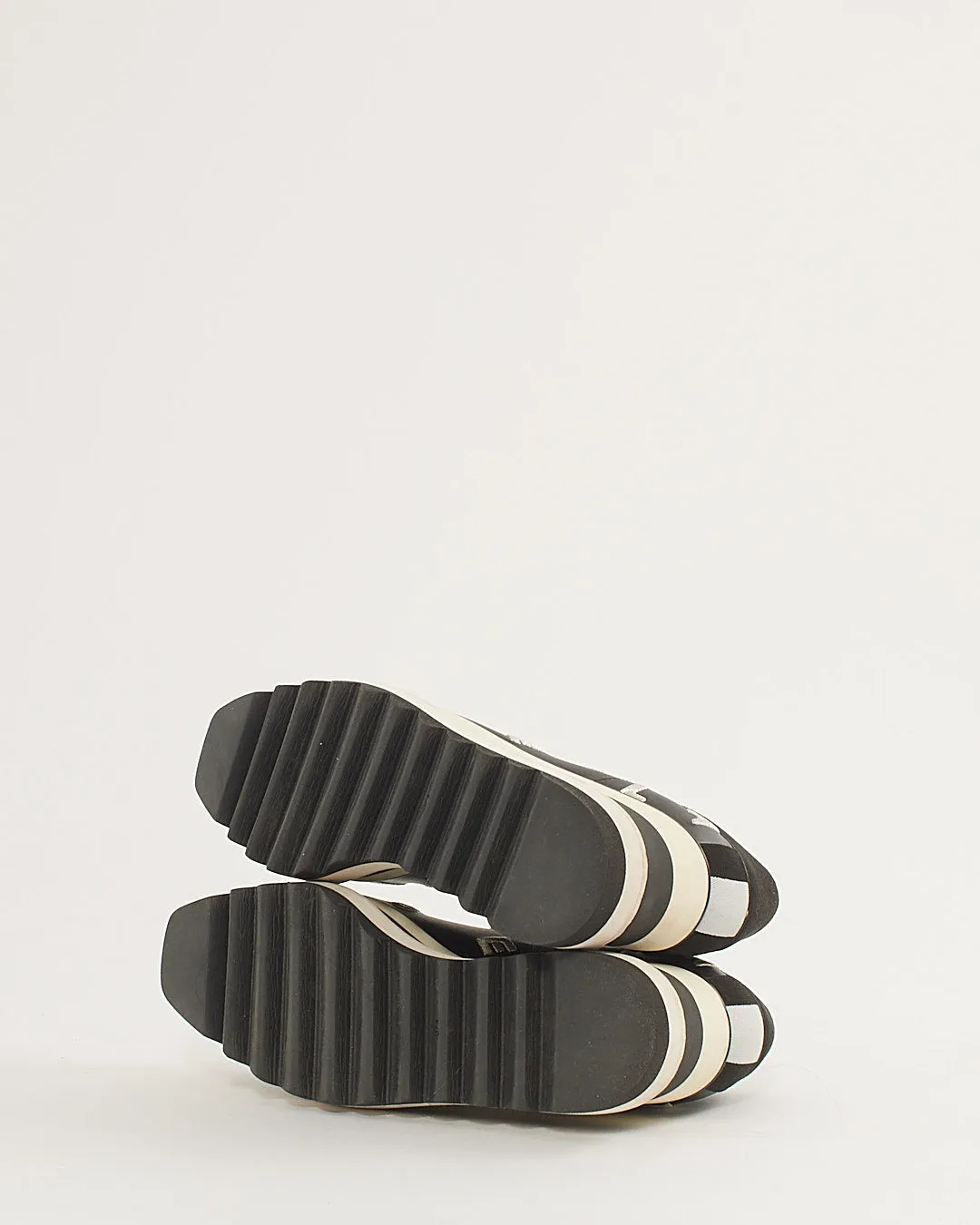Stella McCartney Black and White Star Logo Elyse Platfom Loafers