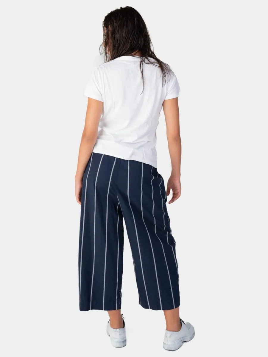 Striped Elastic Tie Waist Culotte