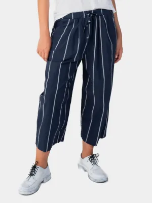 Striped Elastic Tie Waist Culotte