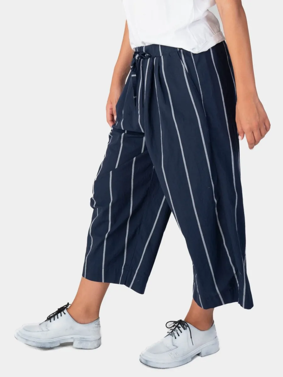 Striped Elastic Tie Waist Culotte