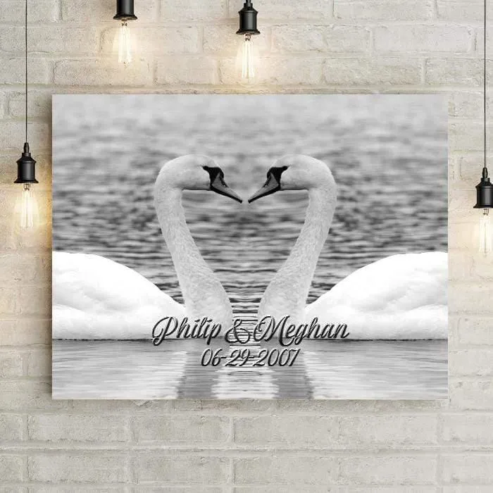 Swan Love Personalized Premium Canvas