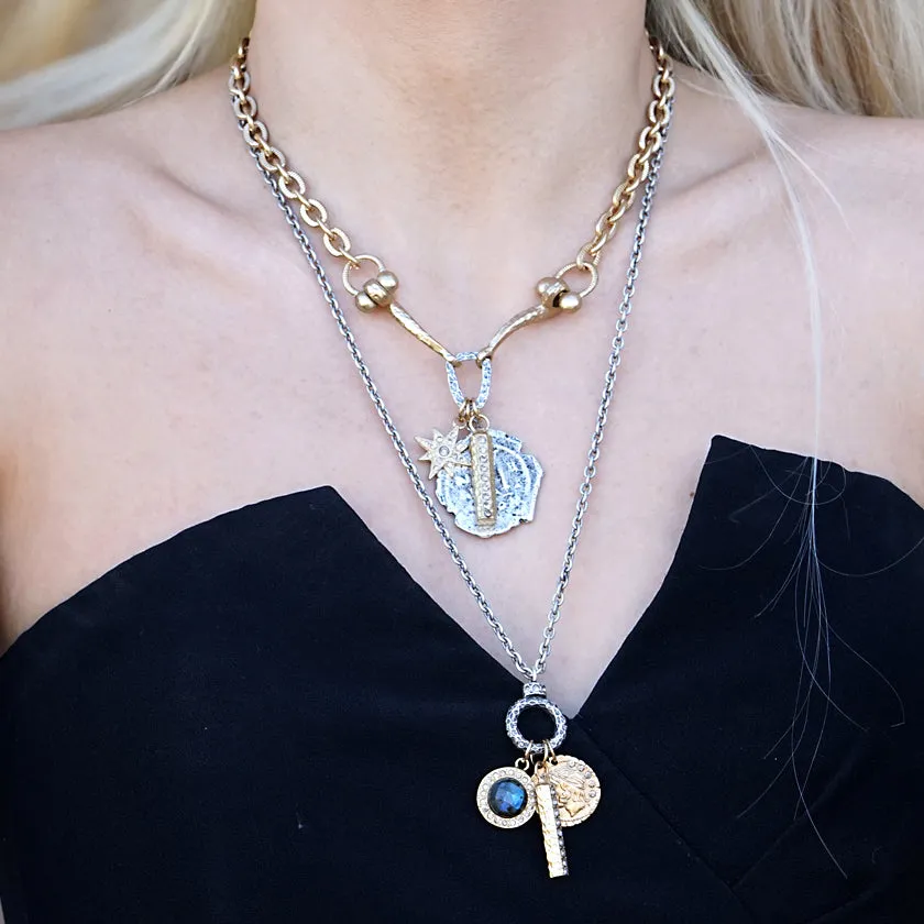 Tat2 Designs Gold Cluster Molat Horsebit Necklace