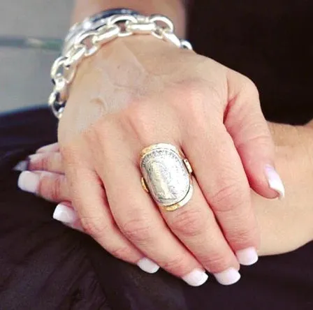 Tat2 Designs Gold Maria Theresa Curved Coin Ring