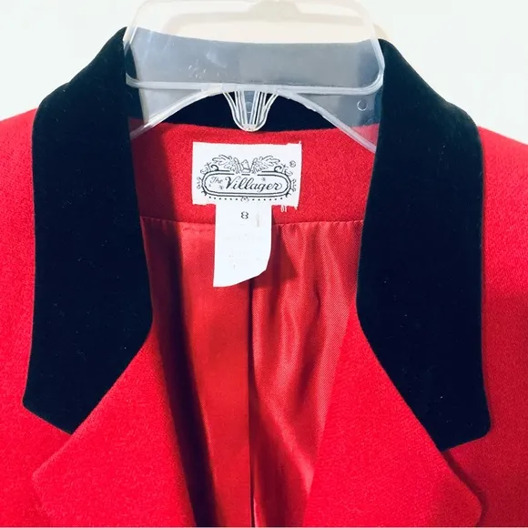 The Villager Vintage Wool Blend Blazer - Red - Size 8