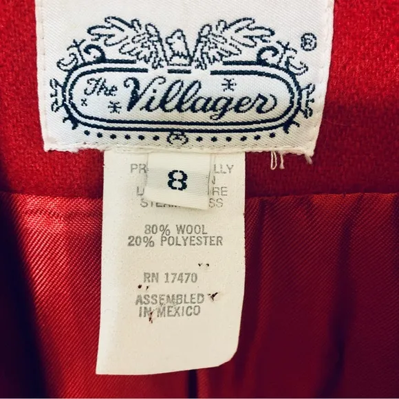 The Villager Vintage Wool Blend Blazer - Red - Size 8