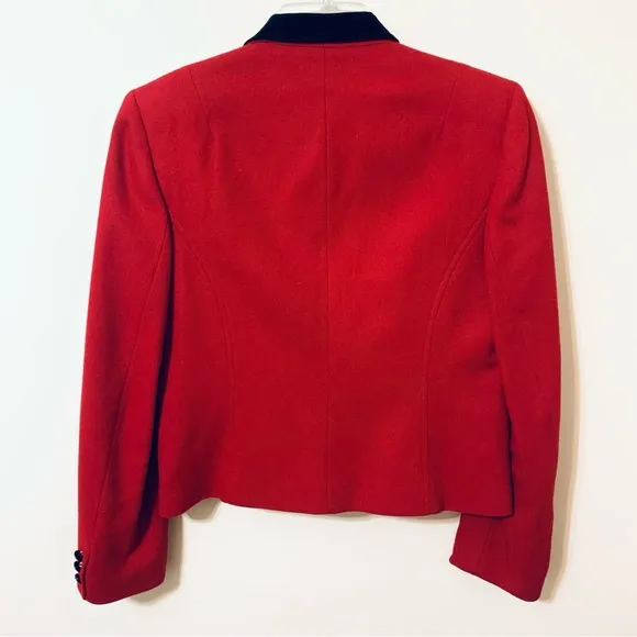 The Villager Vintage Wool Blend Blazer - Red - Size 8