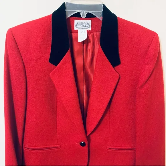 The Villager Vintage Wool Blend Blazer - Red - Size 8