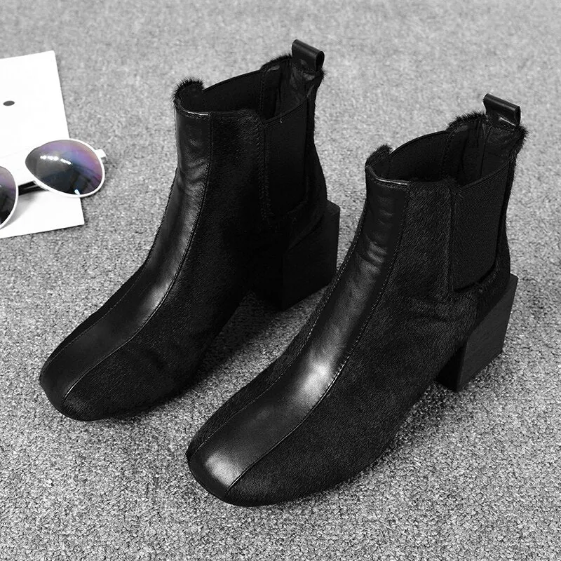 Thick High Heel Chelsea Boots Women Shoes