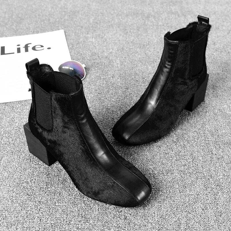 Thick High Heel Chelsea Boots Women Shoes