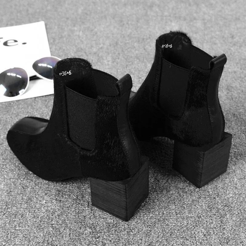 Thick High Heel Chelsea Boots Women Shoes
