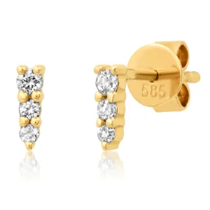 TINY DAGGER DIAMOND STUDS, 14kt GOLD