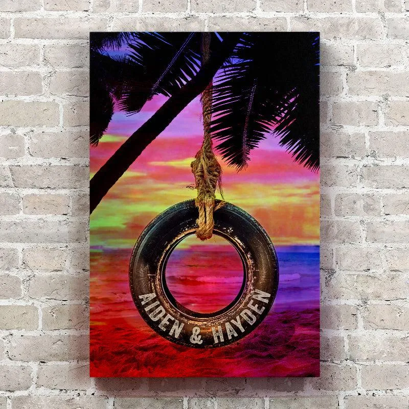 Tire Swing - Personalized Canvas Wall Art for Couples
