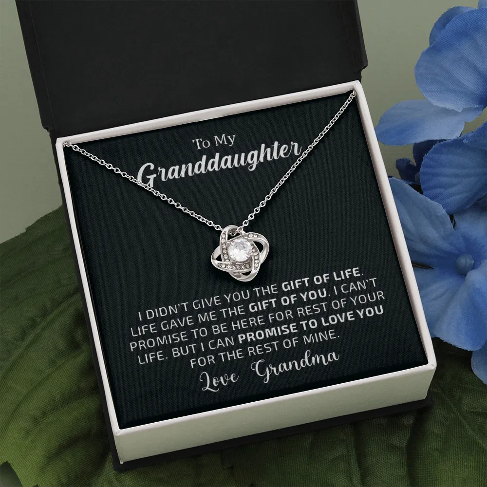 To My Granddaughter - The Gift of You | 14k White Gold Necklace with Message Card From Grandma | Personalized with Jewelry Box | Best Gifts for Granddaughters