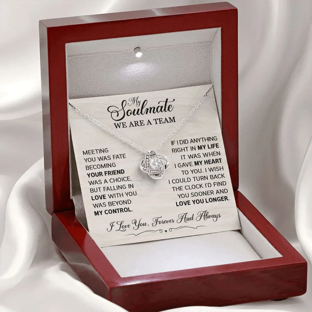 To My Soulmate - We are a Team - Love Knot Necklace SM502