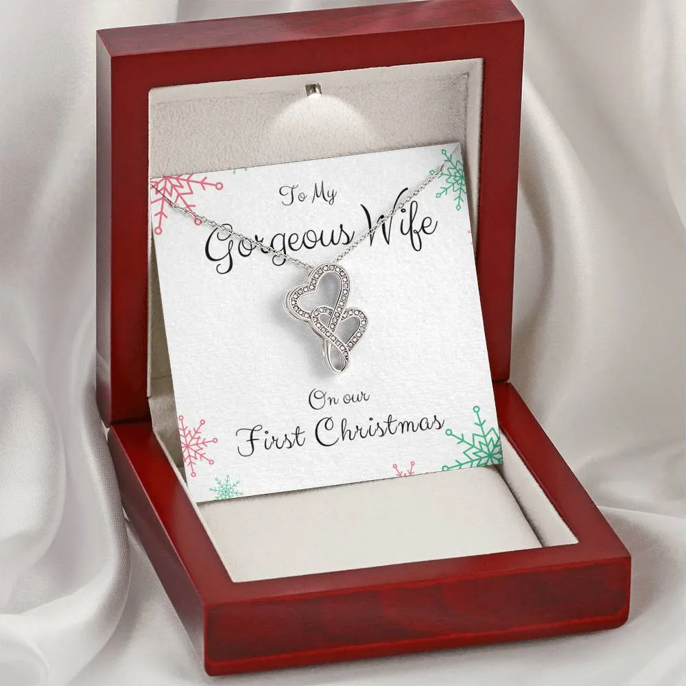 To Wife, Our First Christmas-Double Hearts