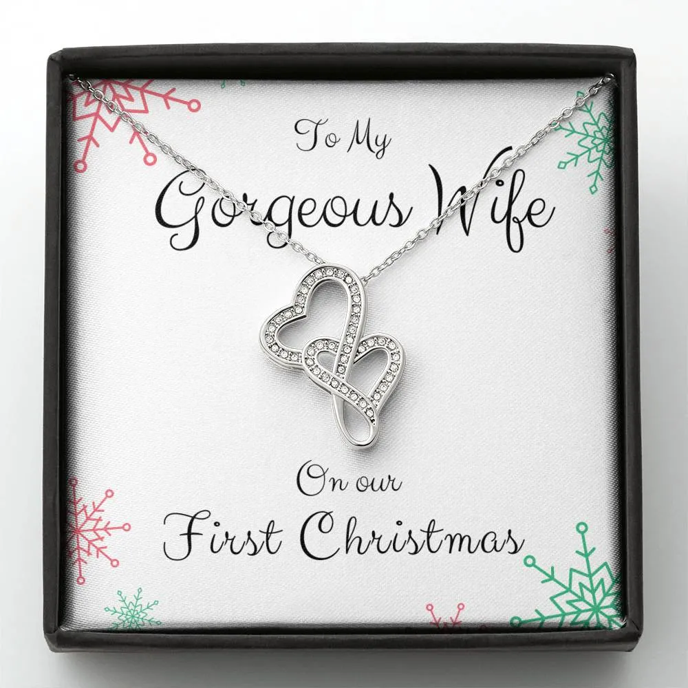 To Wife, Our First Christmas-Double Hearts