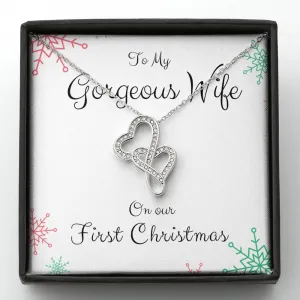 To Wife, Our First Christmas-Double Hearts