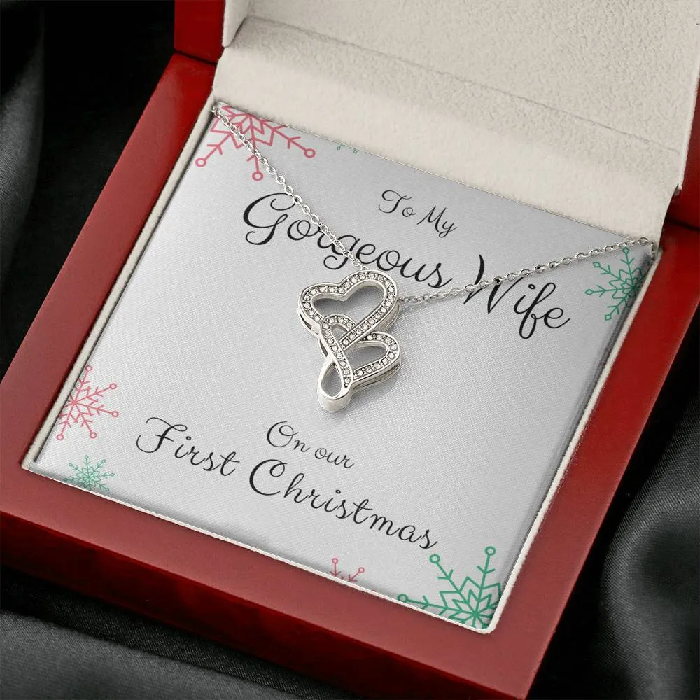 To Wife, Our First Christmas-Double Hearts