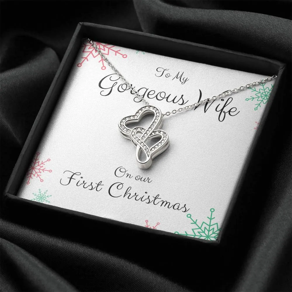 To Wife, Our First Christmas-Double Hearts