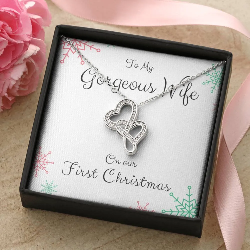 To Wife, Our First Christmas-Double Hearts