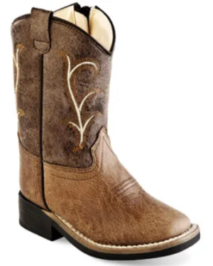 TODDLER (4-8) BROWN/TAN SQ TOE BOOT