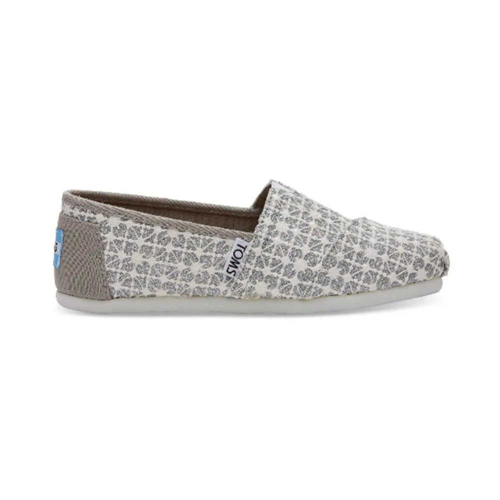 Toms Classic Shoes - Silver Glimmer or Peace Foil - Youth Sizes