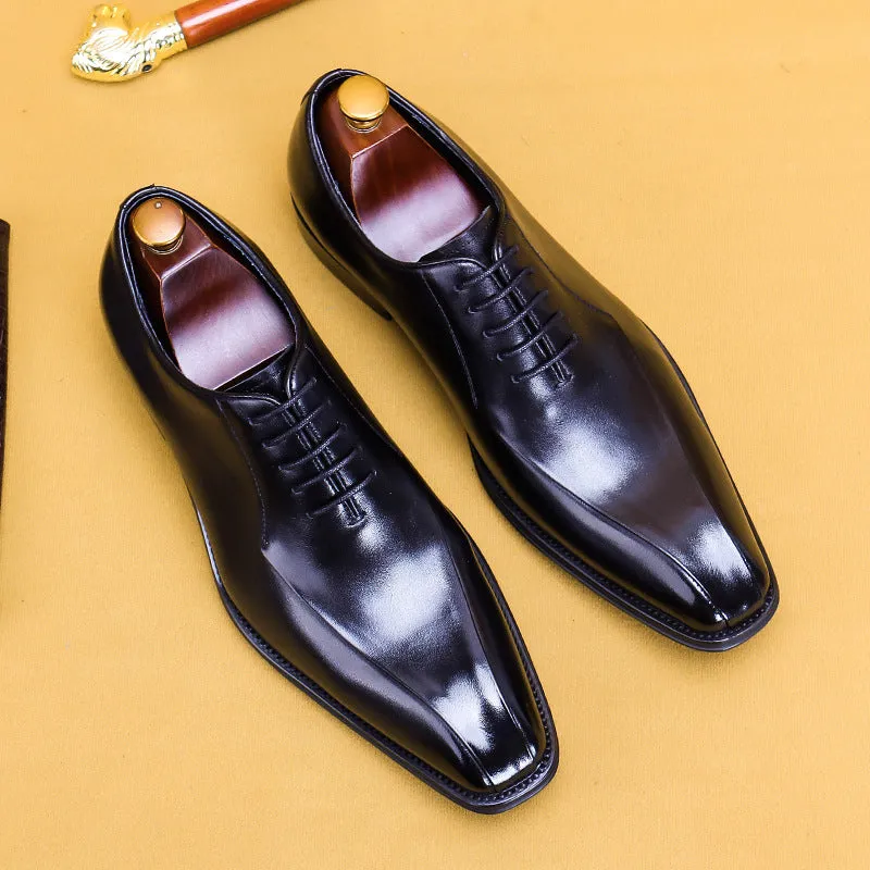 Top Layer Cowhide Men's Leather Shoes Men's Genuine Leather Formal Men's Shoes Pointed Toe Square Toe Oxford Shoes89256