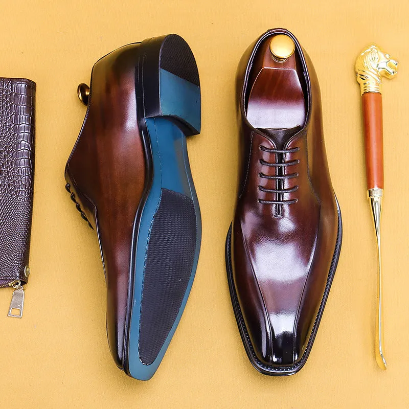 Top Layer Cowhide Men's Leather Shoes Men's Genuine Leather Formal Men's Shoes Pointed Toe Square Toe Oxford Shoes89256