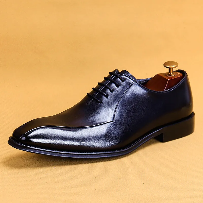 Top Layer Cowhide Men's Leather Shoes Men's Genuine Leather Formal Men's Shoes Pointed Toe Square Toe Oxford Shoes89256