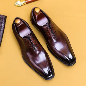 Top Layer Cowhide Men's Leather Shoes Men's Genuine Leather Formal Men's Shoes Pointed Toe Square Toe Oxford Shoes89256