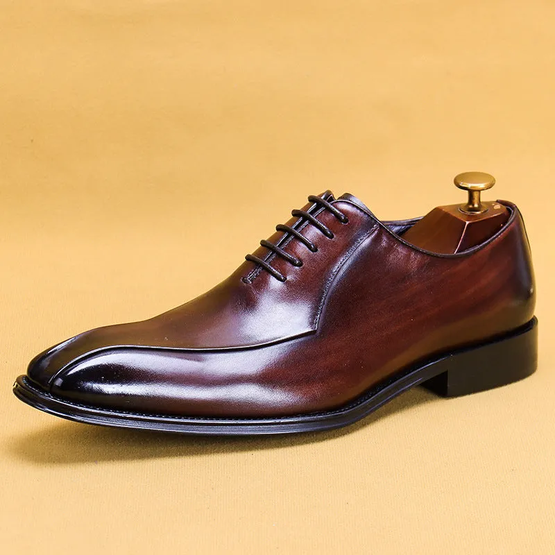 Top Layer Cowhide Men's Leather Shoes Men's Genuine Leather Formal Men's Shoes Pointed Toe Square Toe Oxford Shoes89256