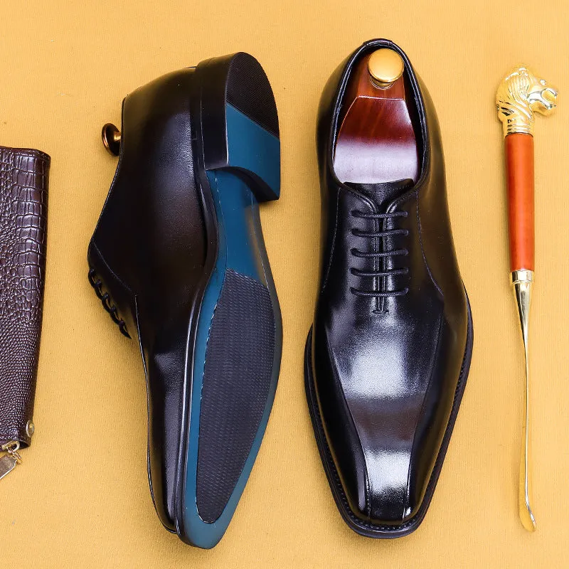 Top Layer Cowhide Men's Leather Shoes Men's Genuine Leather Formal Men's Shoes Pointed Toe Square Toe Oxford Shoes89256