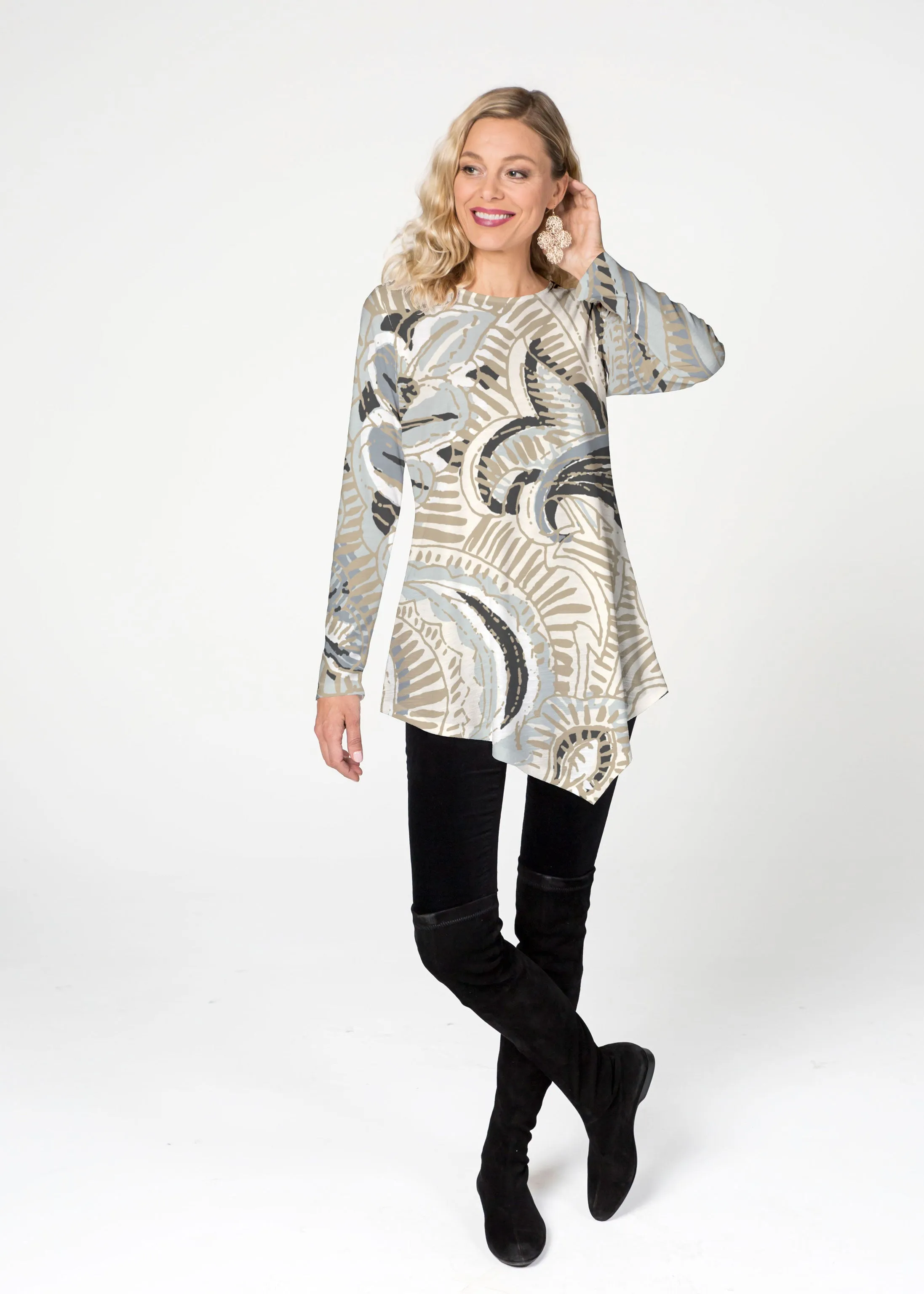 Tribal Earth (2646) ~ Asymmetrical French Terry Tunic