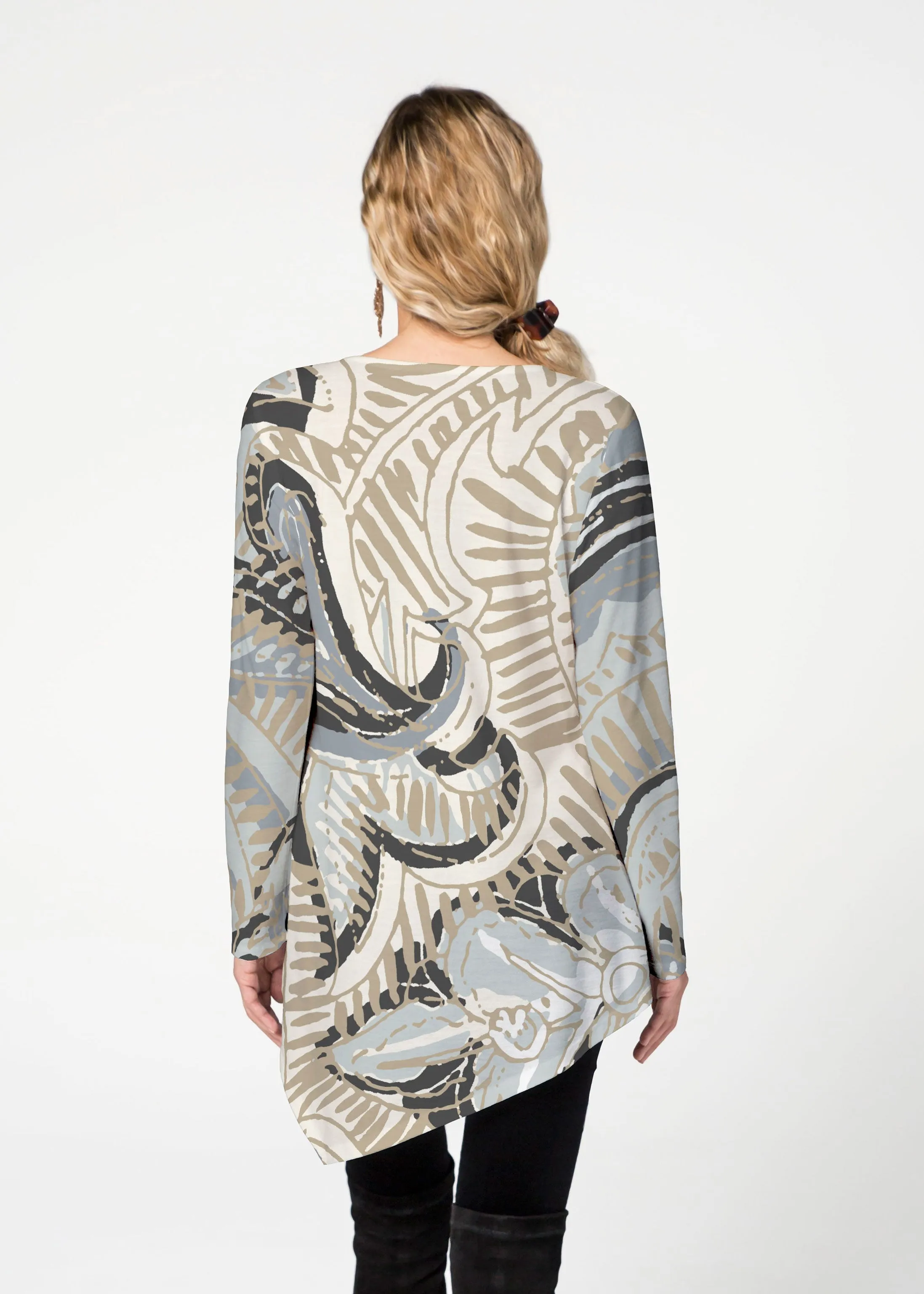 Tribal Earth (2646) ~ Asymmetrical French Terry Tunic