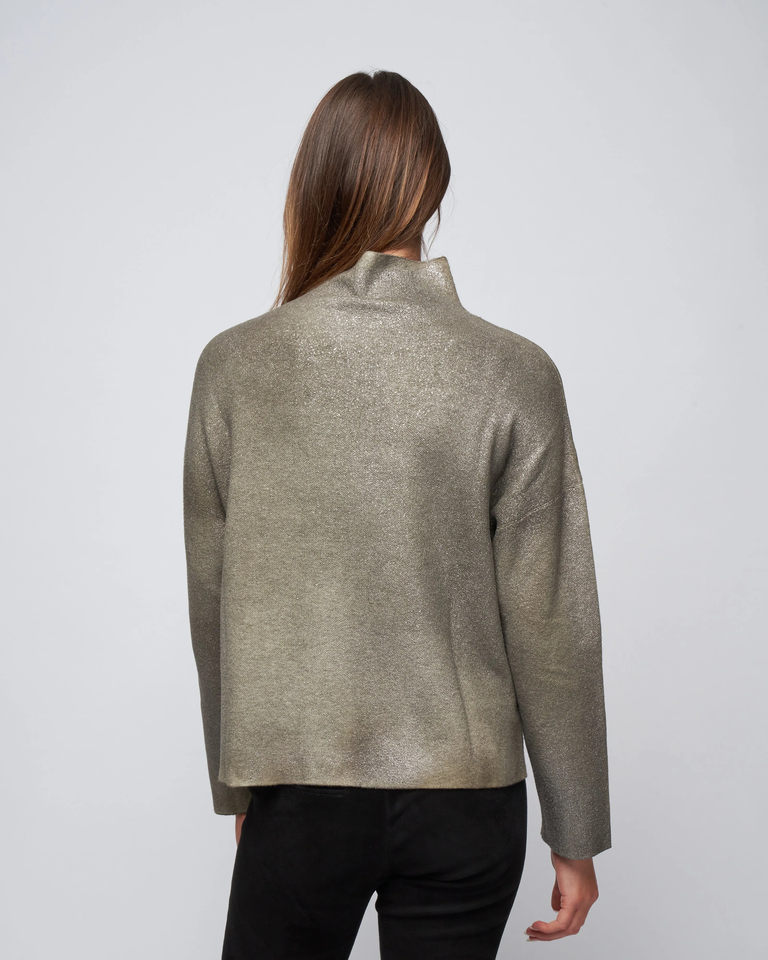 ultralight needle stitched high neck pullover - mushroom   lamina canna di fucile
