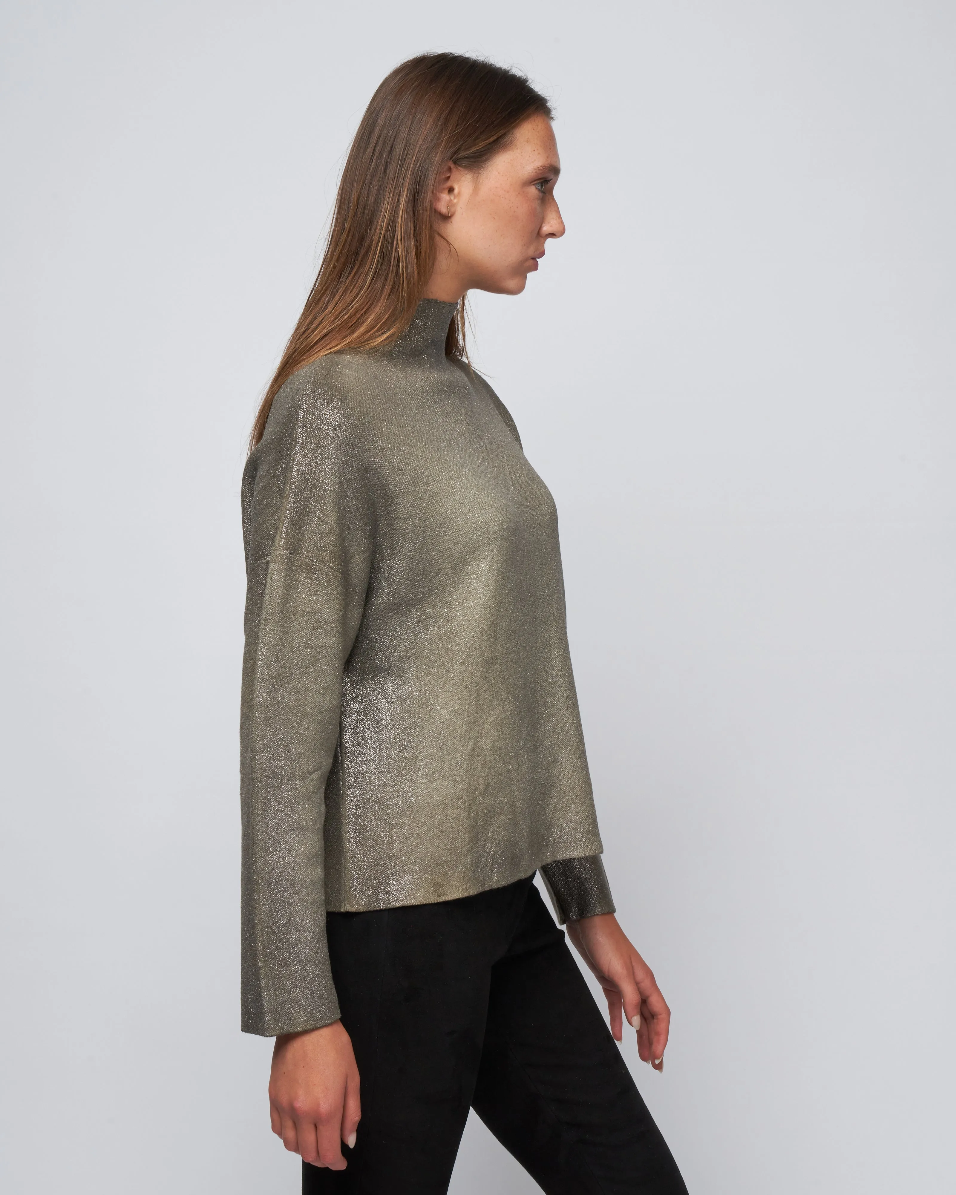 ultralight needle stitched high neck pullover - mushroom   lamina canna di fucile