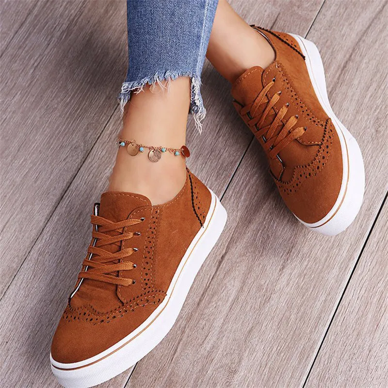 Unique Splicing Round Toe Lace Up Low Top Loafers for Women