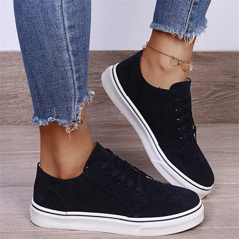 Unique Splicing Round Toe Lace Up Low Top Loafers for Women