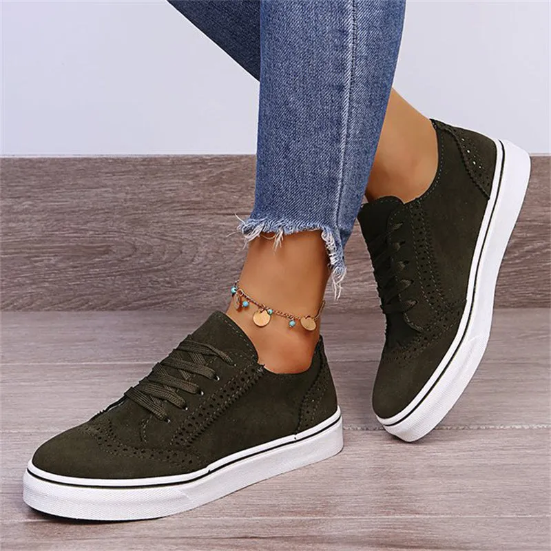 Unique Splicing Round Toe Lace Up Low Top Loafers for Women