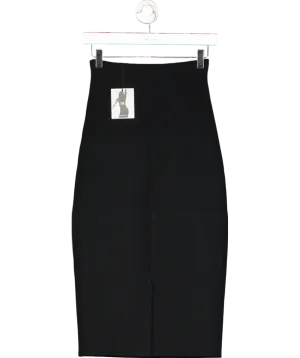 Victoria Beckham Black Vb Body Ribbed Stretch-knit Midi Skirt UK 8