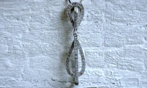 Vintage 14K White Gold Pave Diamond Pendant - 0.70ct.