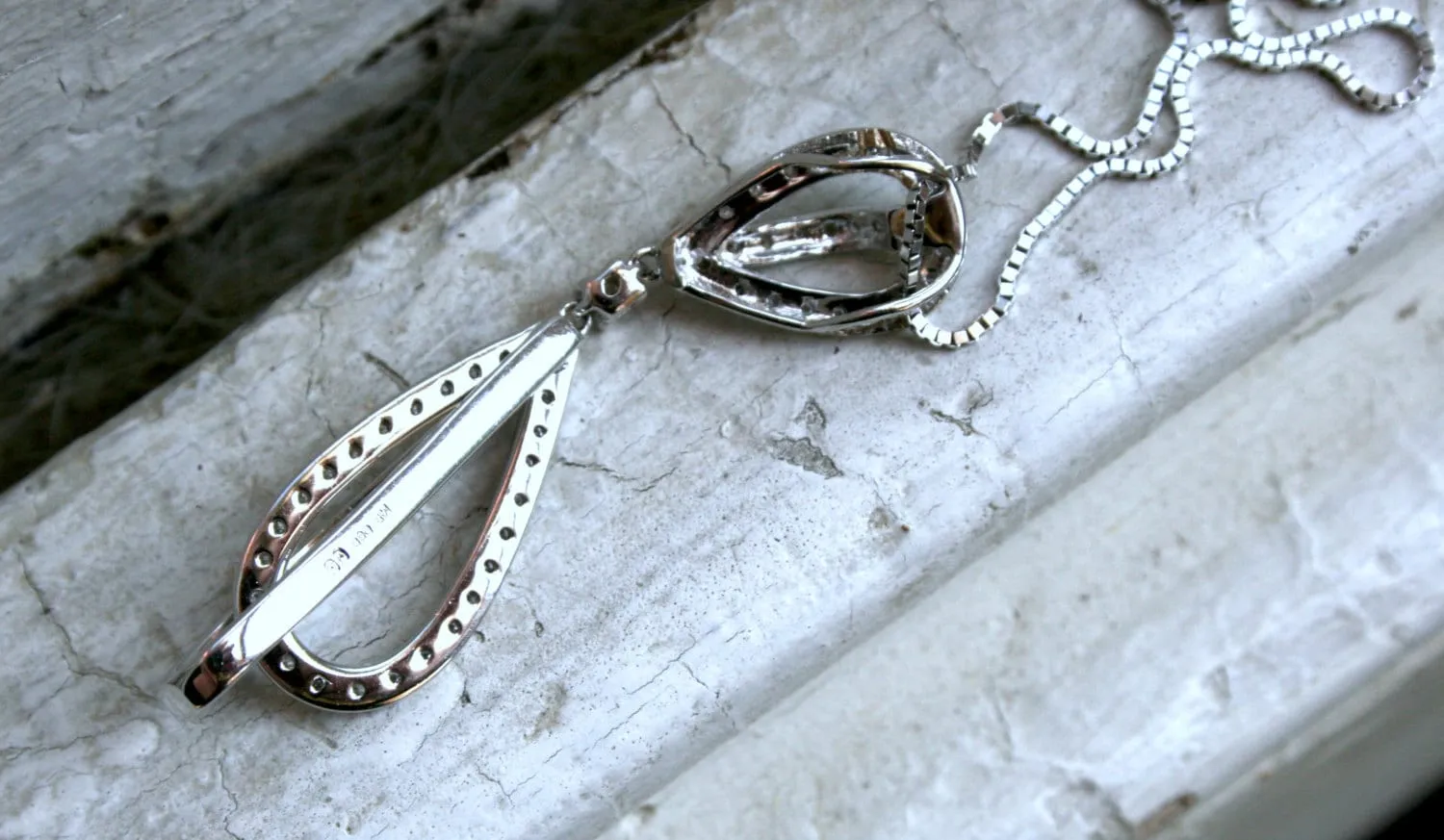 Vintage 14K White Gold Pave Diamond Pendant - 0.70ct.