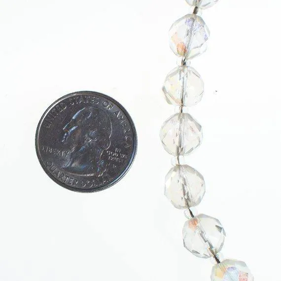 Vintage 1950 Era Round Faceted Aurora Borealis Crystal Single Strand Beaded Necklace
