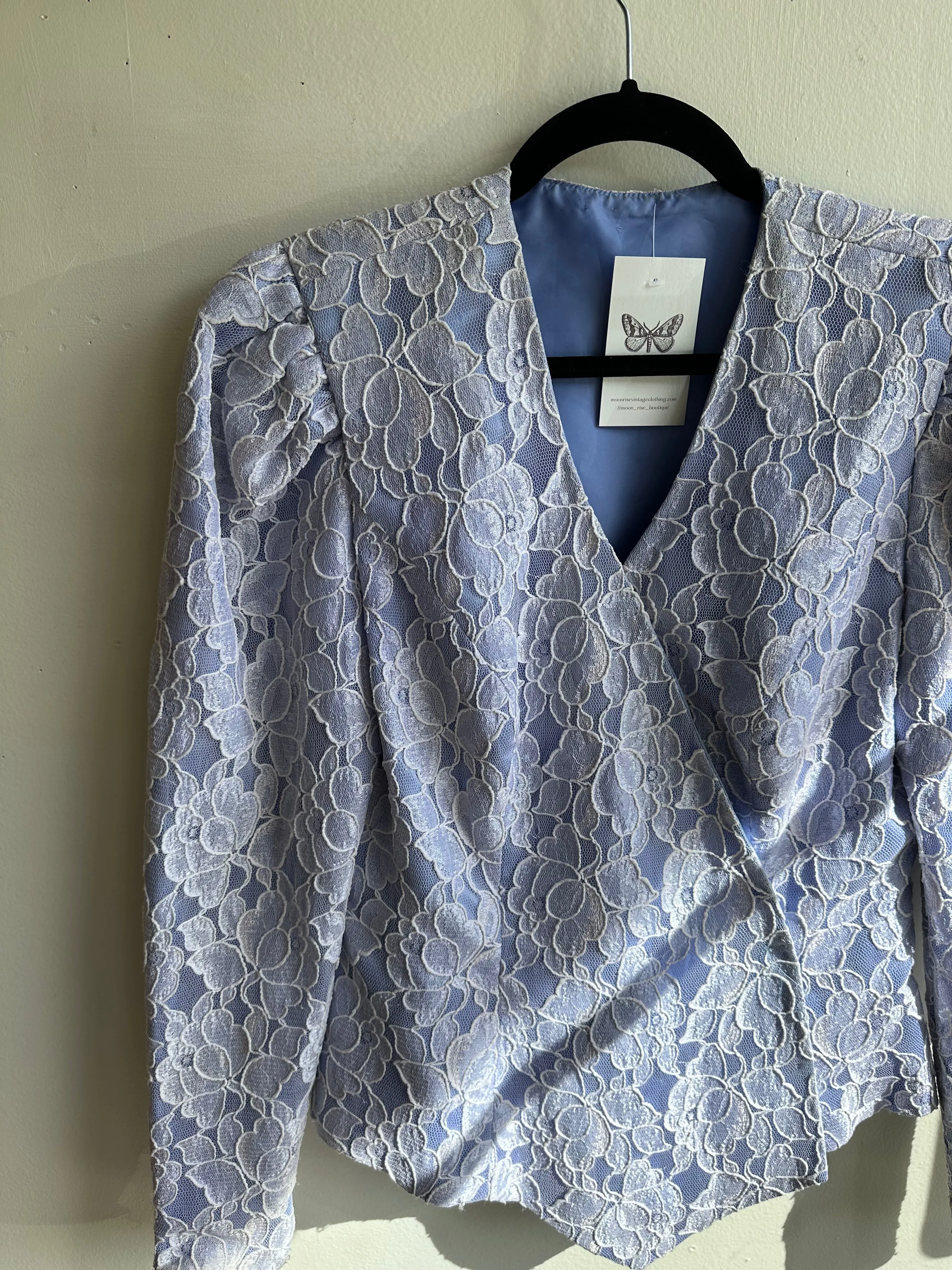 Vintage 1980s Purple Lace Blazer | Size Medium