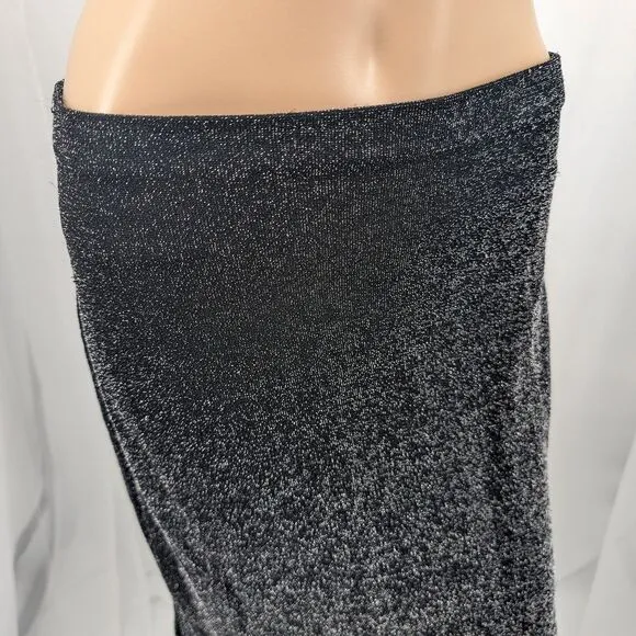 Vintage 1990s Nexxen Skirt and Cardigan 2 Piece Set Gray Metallic Silver Size M