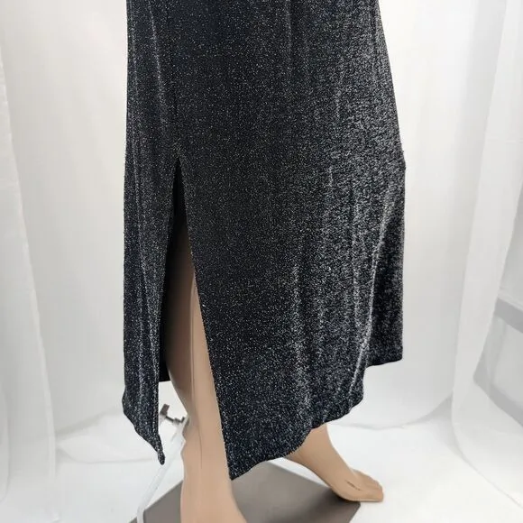 Vintage 1990s Nexxen Skirt and Cardigan 2 Piece Set Gray Metallic Silver Size M